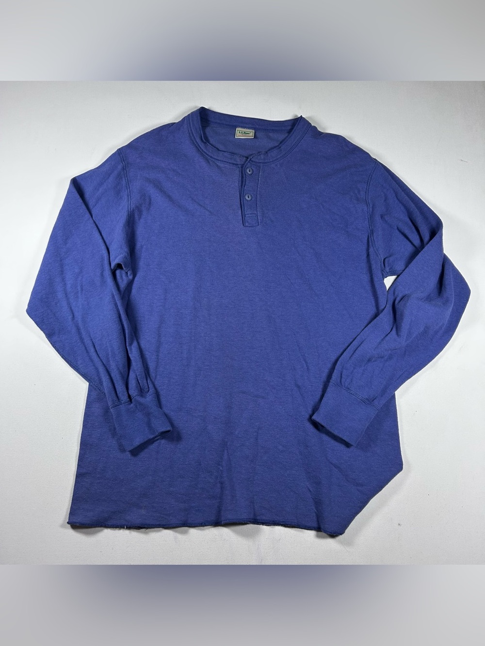 LL Bean Henley Shirt Mens XLT Blue River Drivers Thermal Wool Blend VTG Made USA